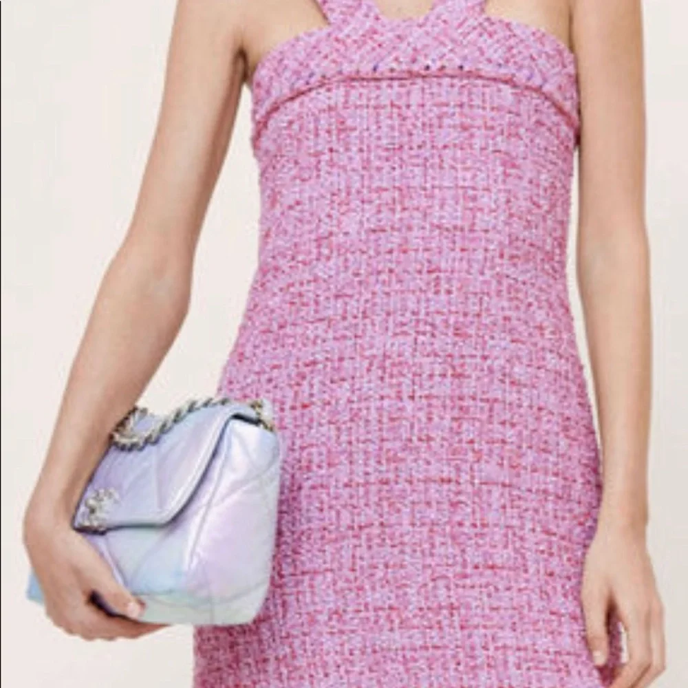 open lace back dress Chanel Spring/Summer 2022 pink bouclé mini dress-vintage inspired knit –  Wayward Debutante